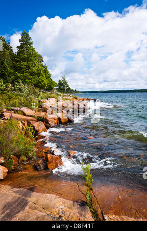 Rocky lake shore of Georgian Bay in Killbear provincial park near Parry Sound, Ontario Canada Stock Photo