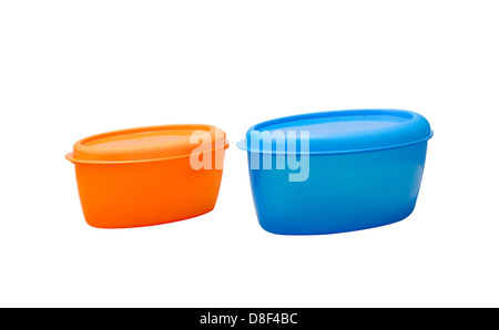 Two size of plastic boxes for food storage Stock Photo