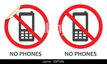 No phones signs in two vector styles depicting banned activities Stock Photo