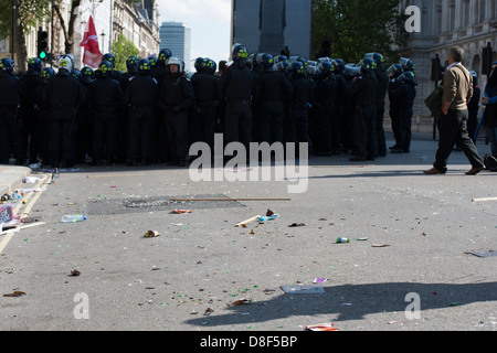 English Defence League EDL rally in front of Downing Street on May 27th 2013. Stock Photo