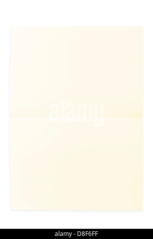 Yellow paper sheet folded in half isolated over a white background Stock Photo