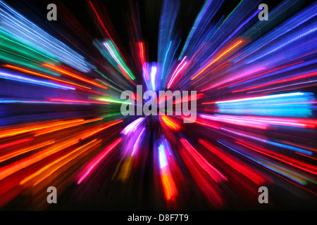 Abstract pattern of red and blue light stripes Stock Photo