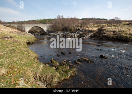 Oykel Bridge, Scotland. Picturesque view of the River Oykel with Oykel Bridge in the background. Stock Photo