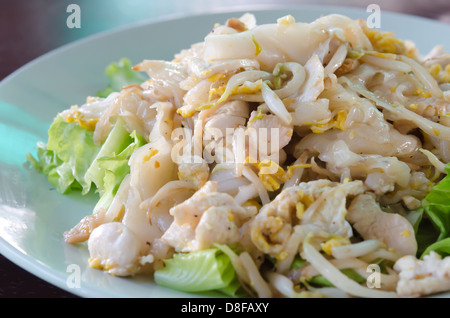 Fried Noodles with Chicken and vegetable on dish Stock Photo