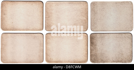 Set High Resolution Vintage Old Retro Aged Paper Card Isolated On White Background. Vintage Paper Badges XXL. Size Of Each Card Stock Photo