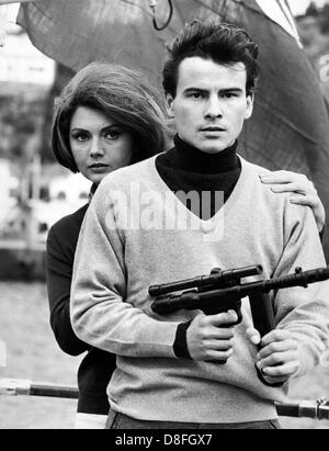 Scene of the film 'That man in Istanbul' (1965) with the German actor Horst Buchholz and Sylvia Koscina. Horst 'Hotte' Buchholz died at the age of 69 in a hospital in Berlin on the 3rd of March in 2003. He was one of the few German actors who reached international success. 'One, Two, Three' (1961), 'The Magnificent Seven' (1960) and 'The Hooligans' (1956) are counted among his popular films. Stock Photo