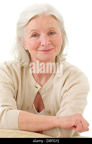 PORTRAIT OF +65 YR-OLD WOMAN Stock Photo