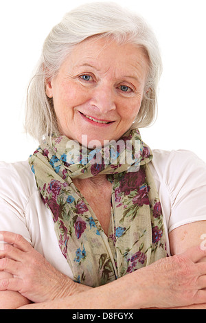 PORTRAIT OF +65 YR-OLD WOMAN Stock Photo