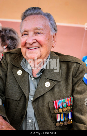 Sergeant Harold Heil, a D-Day Veteran guests at the Fantasy of Flight in Polk City FL Stock Photo