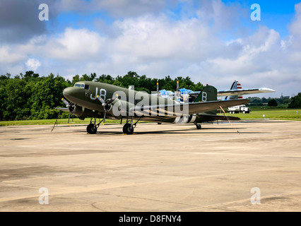 A Douglas C47 Dakota of D-Day fame at the Fantasy of Flight airfield at Polk City FL Stock Photo