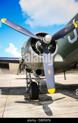 A Douglas C47 Dakota of D-Day fame at the Fantasy of Flight airfield at Polk City FL Stock Photo