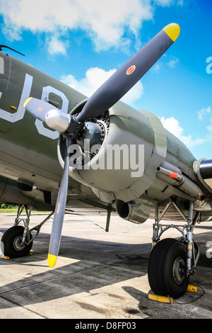 A Douglas C47 Dakota of D-Day fame at the Fantasy of Flight airfield at Polk City FL Stock Photo