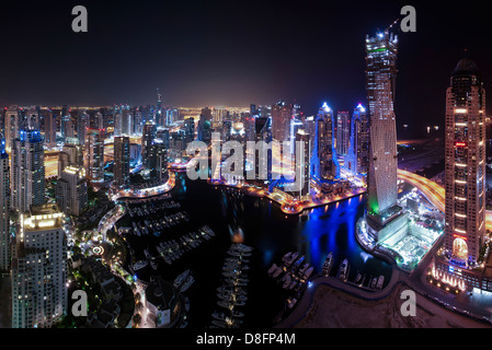 Dubai Marina and Jumeirah Lake Towers, Dubai, UAE Stock Photo