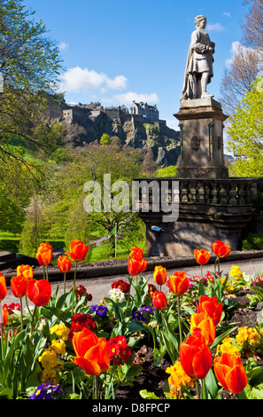 Statue of Allan Ramsey (poet) in Princes street gardens Edinburgh city centre Midlothian Scotland UK GB EU Europe Stock Photo