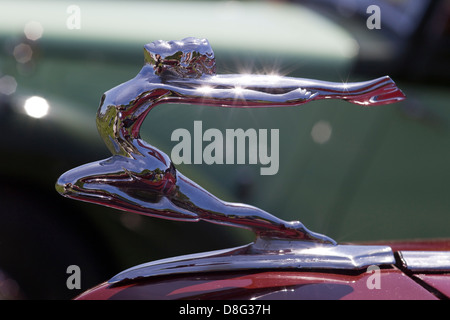 Vintage Car Hood Ornament of a silver lady on the bonnet of a Rolls Royce Stock Photo