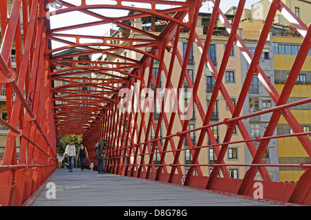 Pedestrian bridge over the Riu Onyar river Stock Photo