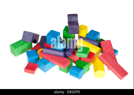 Set of wooden toys of blocks Stock Photo