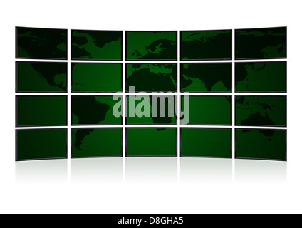 Card earth on screens of security monitors Stock Photo
