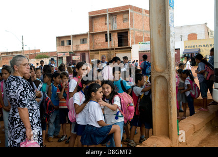 Brazilian school children on their way home from school. Stock Photo