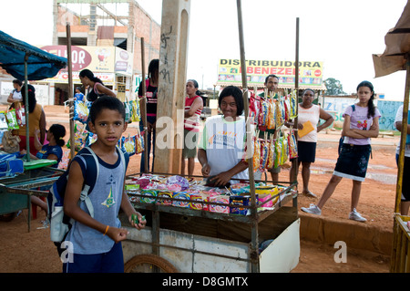 Brazilian school children on their way home from school. Stock Photo