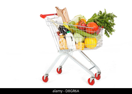 Food in shopping cart Stock Photo