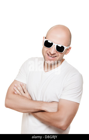 Smiling bald head man in sunglasses Stock Photo