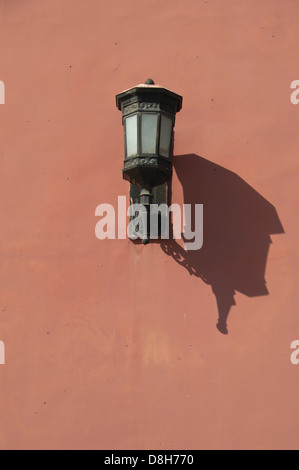 Lamp on the red walls of the Forbidden City, Beijing, China Stock Photo