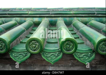 Green Tiles With Dragon Detail, Temple Of Heaven, Beijing Stock Photo