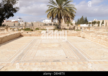 Ancient mosaic in the grounds of El Jem or El Djem Archaeological Museum Tunisia Stock Photo