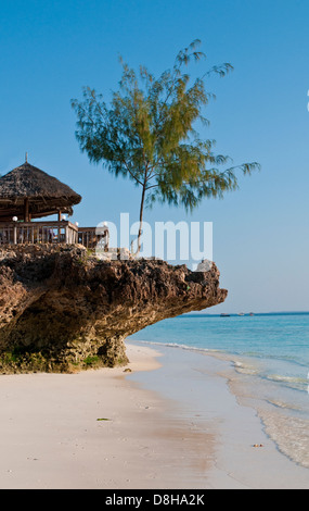 Beach bar on the beach on the Indian Ocean, Nungwi Beach, Zanzibar, Tanzania, Africa Stock Photo