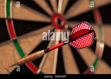 Dart in Dartboard, close-up Stock Photo