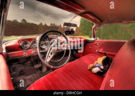 Red Chevy Impala ,classic automobile, car interior, USA Stock Photo