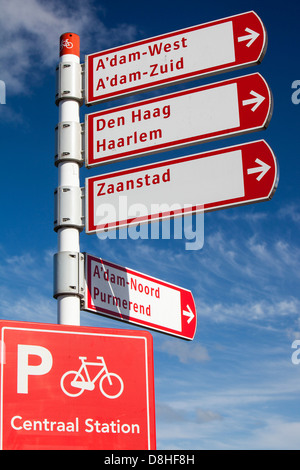 A sign post in Amsterdam, Netherlands. Stock Photo