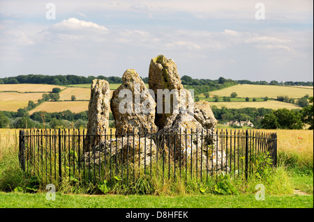 The Neolithic prehistoric Whispering Knights burial dolmen. Part of the Rollright Stones, Oxfordshire, England. 5000+ years old Stock Photo