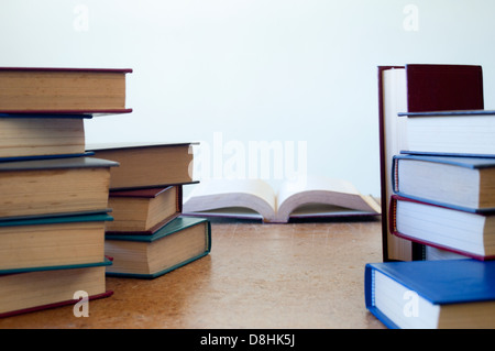 A stack of Hard cover books Stock Photo