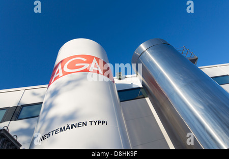 Pressurized liquid nitrogen container at a dairy product factory , Finland Stock Photo