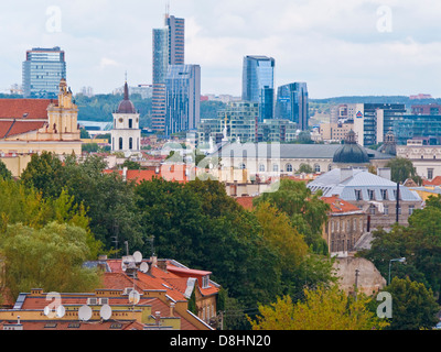 Baltic States, Lithuania, Vilnius, elevated view of the new city skyline Stock Photo