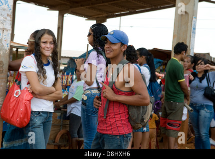 High-school girls on their way home from school. Stock Photo