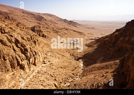Path to Monastery of Deir Mar Musa al-Habashi Nebek, Syria. Place of multi religion dialogue. Stock Photo
