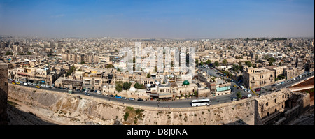 View from famous fortess and citadel in Aleppo, Syria, to the old town with typical buildings. Stock Photo