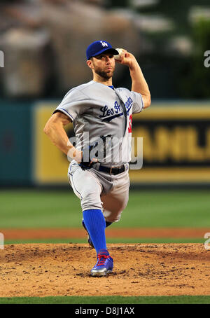 Anaheim, CA. USA. May 29, 2013.  Los Angeles Dodgers starting pitcher Chris Capuano #35 pitches during the Major League Baseball game between the Los Angeles Dodgers and the Los Angeles Angels at Anaheim Stadium in Anaheim, California.. Credit:  Cal Sport Media/Alamy Live News Stock Photo