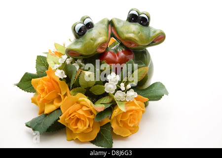 Frog pair with heart Stock Photo