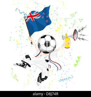 New Zealand Soccer Fan with Ball Head. Editable Vector Illustration Stock Photo