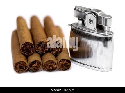 The small cigars with lighter Stock Photo