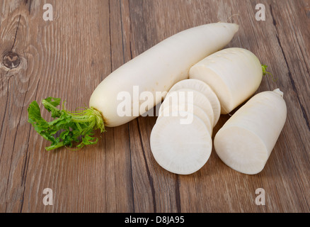 fresh white radish isolated Stock Photo