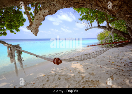 beach in the Maldives, indian ocean Stock Photo