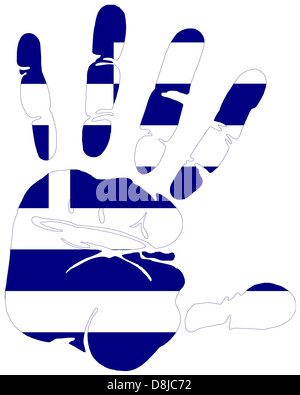 handprint flag of greece Stock Photo