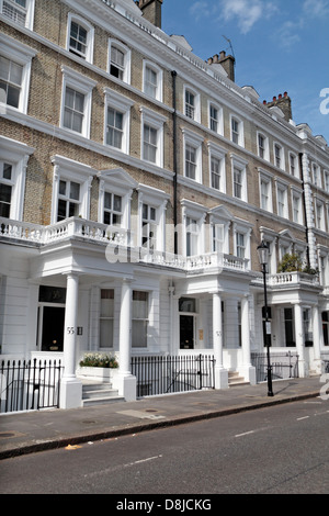 General view of properties on Onslow Gardens, South Kensington, London SW7, UK. Stock Photo