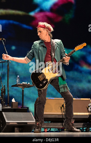 Keith Richards, guitarist for The Rolling Stones performs during their '50 and Counting' tour in Toronto, Canada. 052513 Stock Photo