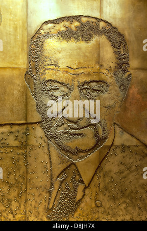 President Lyndon Baines Johnson, etched magnesium plate. Stock Photo